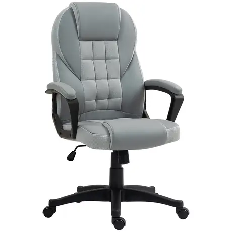 Buy HOMCOM Faux Leather Office Chair - Grey from Furnituretta