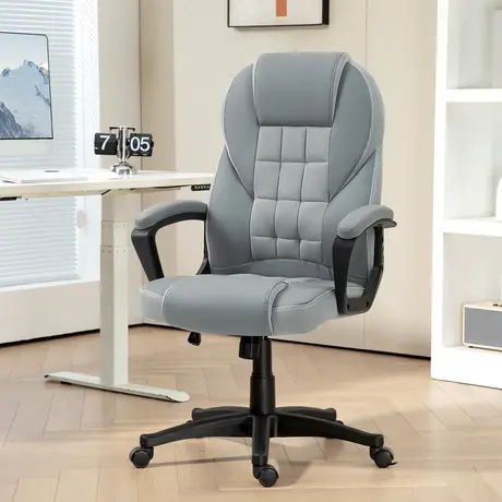 Buy HOMCOM Faux Leather Office Chair - Grey, 2 from Furnituretta