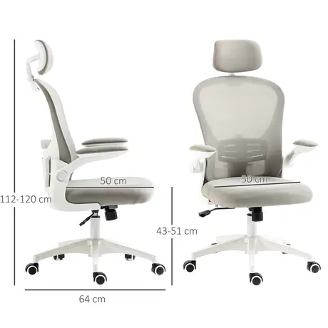 Buy Vinsetto Multi-Adjustable Office Chair, with Lumbar Support, Headrest and Mesh Back - Grey, 3 from Furnituretta