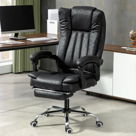 Buy Vinsetto Home Office Chair Microfibre Desk Chair with Reclining Function Armrests Swivel Wheels Footrest Black, 2 from Furnituretta