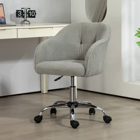 Buy HOMCOM Teddy Fleece Swivel Office Chair - Grey, 2 from Furnituretta