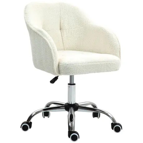 Buy HOMCOM Teddy Fleece Swivel Office Chair - Cream from Furnituretta
