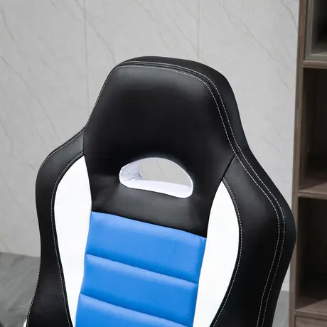 Buy HOMCOM Computer Gaming Chair, Office Desk Swivel Chair, PU Leather Racing Chair with 90° Flip-up Armrest, Blue, 8 from Furnituretta