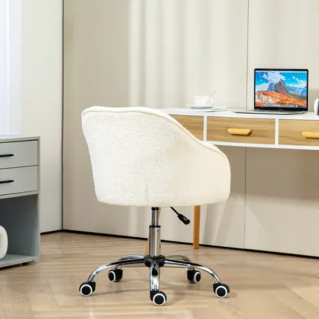 Buy HOMCOM Teddy Fleece Swivel Office Chair - Cream, 8 from Furnituretta