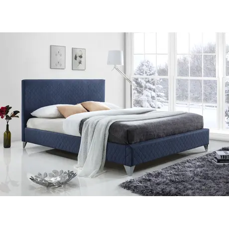 Buy Comfortable & Stylish: Brooklyn Blue Double Bed, Colour: Blue, Size: 4ft 6/Double, Item Width: 144, 4 from Furnituretta