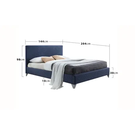 Buy Comfortable & Stylish: Brooklyn Blue Double Bed, Colour: Blue, Size: 4ft 6/Double, Item Width: 144, 5 from Furnituretta