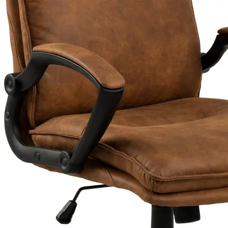 Buy Brad Swivel Office Desk Chair – Camel Brown Microfiber with Armrests, 6 from Furnituretta