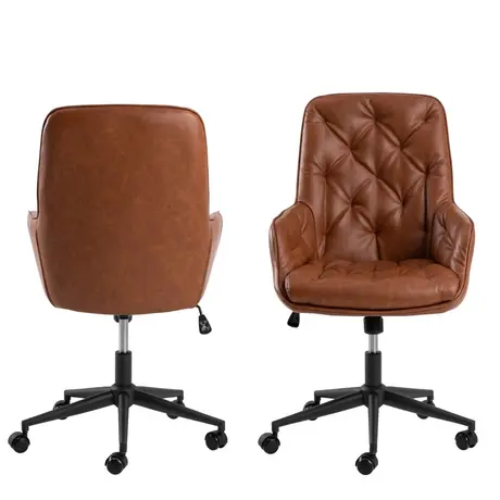 Buy Erik Gas Lift Desk Chair – Brandy PU Leather with Swivel & Height Adjustment, 3 from Furnituretta