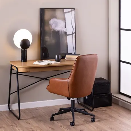 Buy Erik Gas Lift Desk Chair – Brandy PU Leather with Swivel & Height Adjustment, 5 from Furnituretta