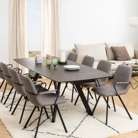 Buy Blackburn Black Ceramic Dining Table – Extendable with Hidden Leaves, 7 from Furnituretta