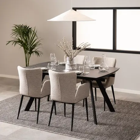 Buy Blackburn Black Ceramic Dining Table – Extendable with Hidden Leaves, 8 from Furnituretta
