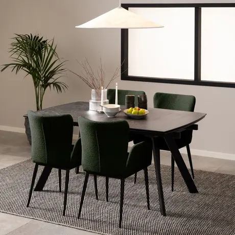 Buy Blackburn Black Ceramic Dining Table – Extendable with Hidden Leaves, 4 from Furnituretta
