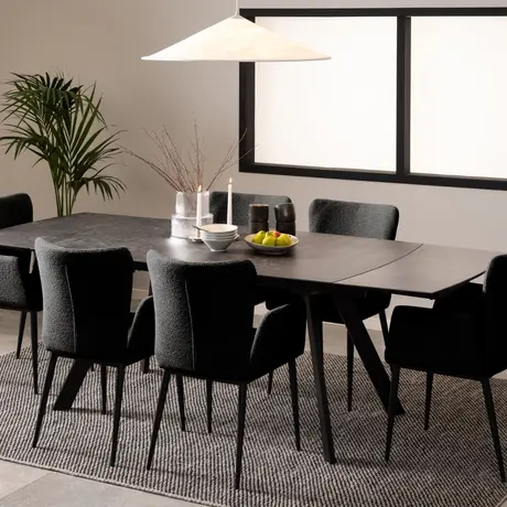 Buy Blackburn Black Ceramic Dining Table – Extendable with Hidden Leaves, 6 from Furnituretta