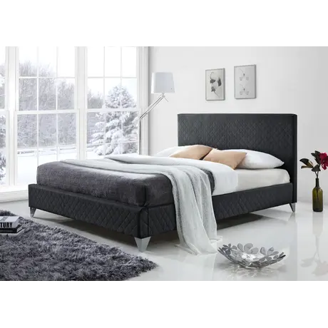 Buy Comfortable & Stylish: Brooklyn Dark Grey Double Bed, Colour: Dark Grey, Size: 4ft 6/Double, Item Width: 144, 5 from Furnituretta