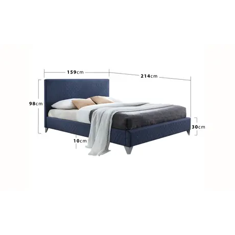 Buy Comfortable & Stylish: Brooklyn Blue King Size Bed, Colour: Blue, Size: 5ft/King , Item Width: 159, 4 from Furnituretta