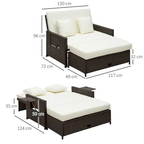 Buy Outsunny 2 Seater Assembled Garden Patio Outdoor Rattan, 3 from Furnituretta