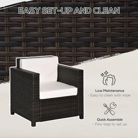 Buy Outsunny 1 Seater Rattan Garden All-Weather Wicker Weave Single, 6 from Furnituretta
