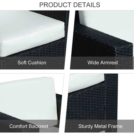 Buy Outsunny 1 Seater Rattan Garden All-Weather Wicker Weave Single, 6 from Furnituretta