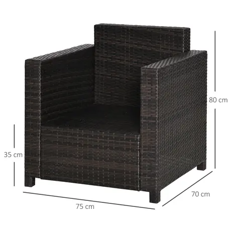 Buy Outsunny 1 Seater Rattan Garden All-Weather Wicker Weave Single, 3 from Furnituretta
