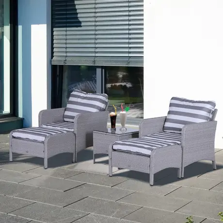 Buy Outsunny 2 Seater PE Rattan Garden Furniture Set, 2 Armchairs, 2 from Furnituretta