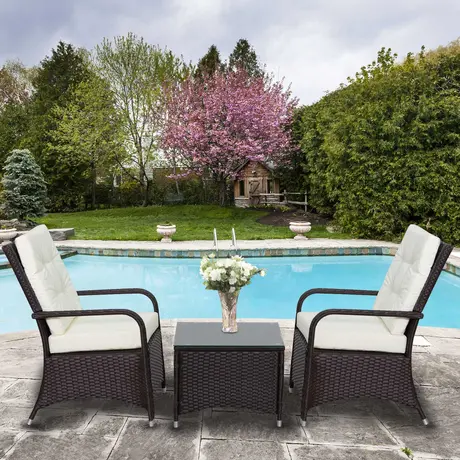 Buy Outsunny 2-Seater Rattan Bistro Set Garden Furniture Sofa, 2 from Furnituretta