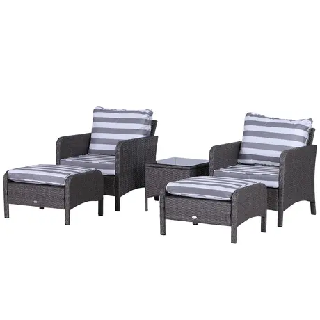 Buy Outsunny 2 Seater PE Rattan Garden Furniture Set, 2 Armchairs from Furnituretta