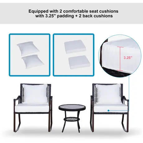 Buy Outsunny 2 Seater Rattan Bistro Set 2 Rocking Armchair, 6 from Furnituretta