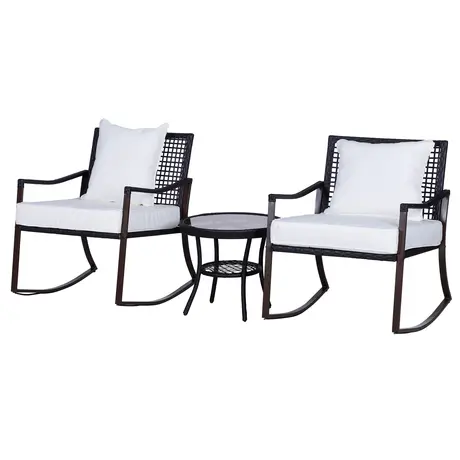 Buy Outsunny 2 Seater Rattan Bistro Set 2 Rocking Armchair from Furnituretta