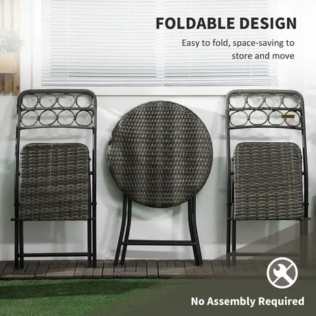 Buy Outsunny 3 PCS Rattan Wicker Bistro Set with Easy Folding, 4 from Furnituretta