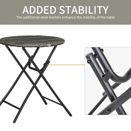 Buy Outsunny 3 PCS Rattan Wicker Bistro Set with Easy Folding, 7 from Furnituretta