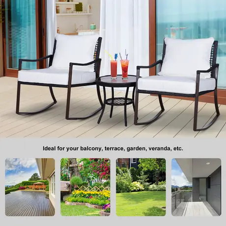 Buy Outsunny 2 Seater Rattan Bistro Set 2 Rocking Armchair, 4 from Furnituretta