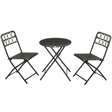 Buy Outsunny 3 PCS Rattan Wicker Bistro Set with Easy Folding from Furnituretta