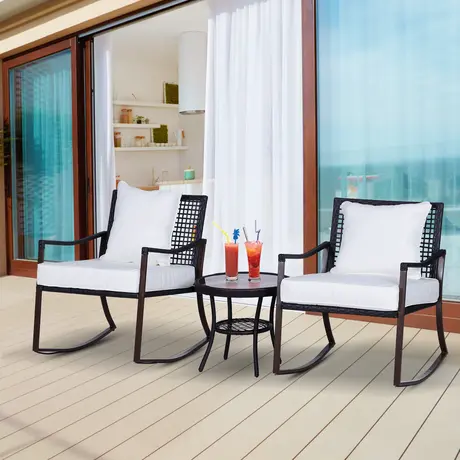 Buy Outsunny 2 Seater Rattan Bistro Set 2 Rocking Armchair, 2 from Furnituretta