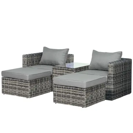 Buy Outsunny 2 Seater Rattan Garden Furniture Set Tall Glass-Top Table from Furnituretta