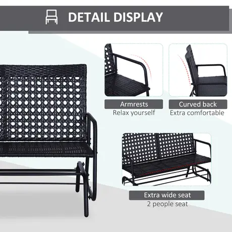 Buy Outsunny 2 Seater Wicker Glider Bench Chair Rocking Chair, 6 from Furnituretta