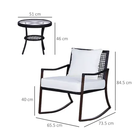 Buy Outsunny 2 Seater Rattan Bistro Set 2 Rocking Armchair, 3 from Furnituretta