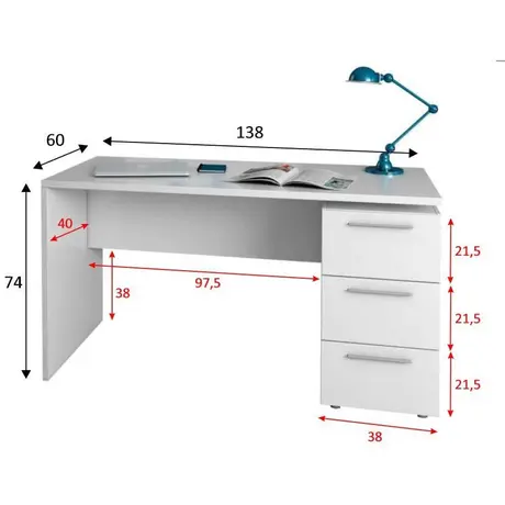 Buy Ruma White Gloss Computer Desk – 3 Drawers & Sleek Modern Finish, 3 from Furnituretta