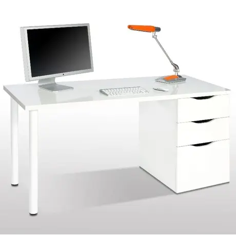 Buy Wells White Computer Desk with 3 Drawers – Spacious & Stylish Workspace, 2 from Furnituretta