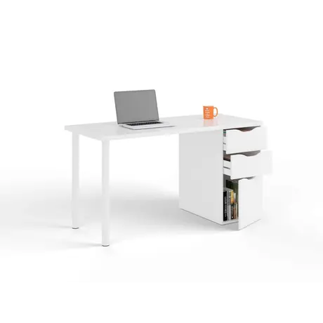 Buy Wells White Computer Desk with 3 Drawers – Spacious & Stylish Workspace, 3 from Furnituretta