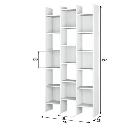 Buy Lisburn White Gloss Triple Bookcase – Tall 3-Section Storage Unit, 6 from Furnituretta