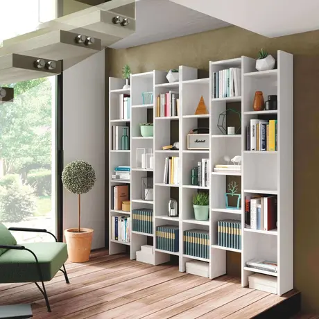 Buy Lisburn White Gloss Triple Bookcase – Tall 3-Section Storage Unit, 3 from Furnituretta