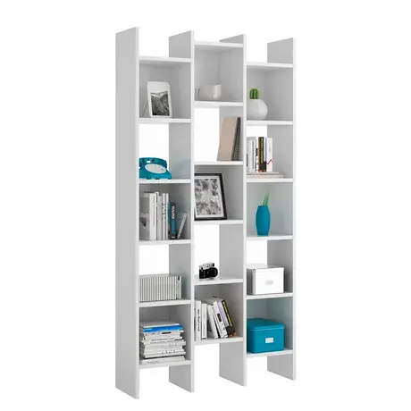 Buy Lisburn White Gloss Triple Bookcase – Tall 3-Section Storage Unit, 2 from Furnituretta