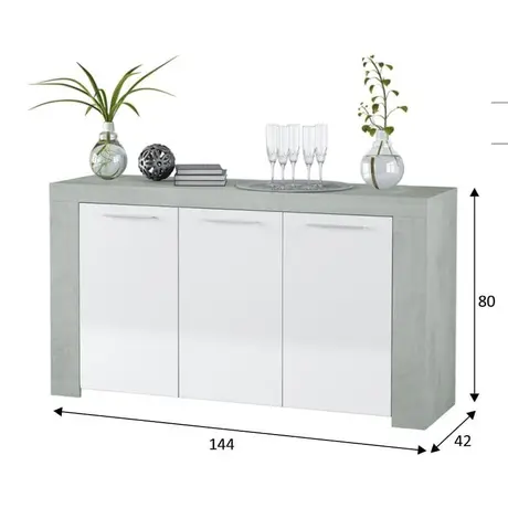 Buy Ramsey White and Grey Sideboard Cabinet – Alpine White & Concrete Grey Finish, 5 from Furnituretta