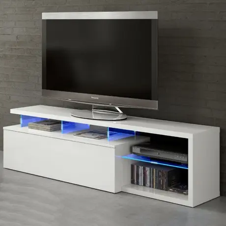 Buy Bexley White Soft Gloss TV Cabinet Entertainment Unit – Sleek Design with LED Lights from Furnituretta