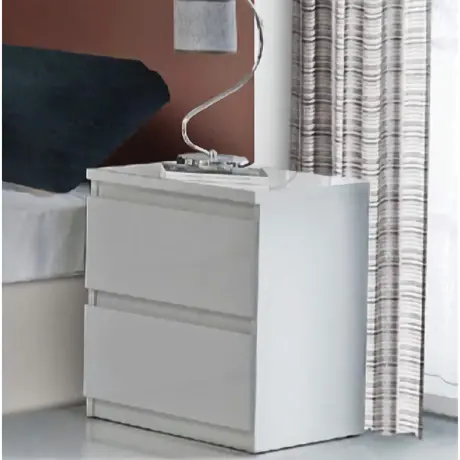 Buy Bury White Gloss Bedside Table – Compact & Sleek with 2 Drawers from Furnituretta