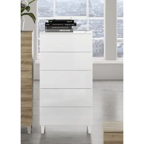 Buy Widnes White Gloss Tall Chest of Drawers – Sleek Vertical Storage with Smooth Glide Drawers, 2 from Furnituretta