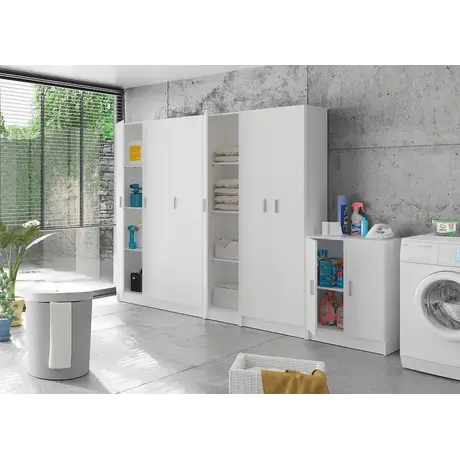 Buy Eva Multi-Purpose Narrow Storage Cupboard – White Matt Finish with Adjustable Shelves, Colour: White, 5 from Furnituretta