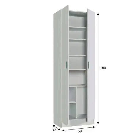 Buy Eva Multi-Purpose Wide Storage Cupboard – White Matt Finish with Adjustable Shelves, Colour: White, 3 from Furnituretta