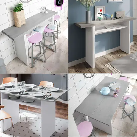 Buy Lindsey Extending Breakfast Bar Table – Concrete Grey & White Finish with Fold-Out Design, 5 from Furnituretta