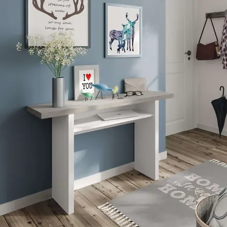 Buy Lindsey Extending Breakfast Bar Table – Concrete Grey & White Finish with Fold-Out Design, 3 from Furnituretta